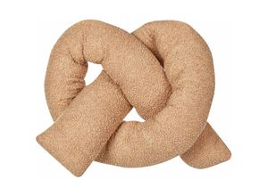 4255664848116 - Dekokissen Hellbraun Webpelz mit Füllung 172x14 cm Teddy-Optik Bretzelform Knotenkissen Modern Wohnzimmer Schlafzimmer Ausstattung Sofakissen