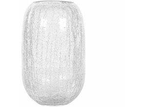 4251682294522 - Beliani - Blumenvase Transparent Bruchglas 28 cm Oval mit Breiter Öffnung Modern Tischdeko Wohnaccessoires Deko Glasvase für Wohnzimmer Esstisch Flur