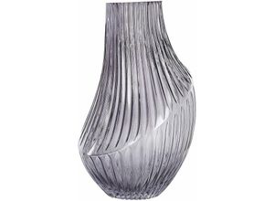 4251682294805 - Beliani - Blumenvase Grau Glas 36 cm Bauchig mit Breiter Öffnung Rillen-Struktur Modern Tischdeko Wohnaccessoires Deko Glasvase für Wohnzimmer