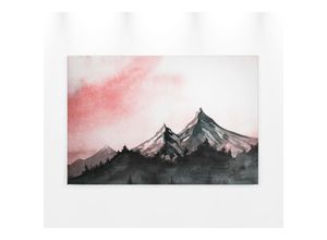 4059432204773 - Leinwandbild AS CRÉATION Mountain Paint Bilder Gr B H 90 cm x 60 cm Wald Querformat 1 St rot (rot weiß schwarz) Leinwandbilder Berg Bild Landschaft Keilrahmen