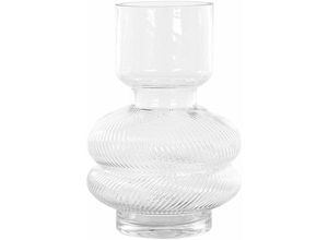 4251682294676 - Beliani - Blumenvase Transparent Glas 24 cm Organische Form mit Schmalem Hals Rillen Modern Tischdeko Wohnaccessoires Deko Glasvase für Wohnzimmer