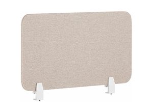 4255664817433 - Beliani - Schreibtisch Trennwand Beige Stoff pet Kunststoff 80 x 40 cm zum Aufstellen Klemmen Schallschutz Sichtschutz Pinnwand Büro Home Office