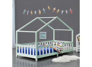 4059438581526 - [encasa] - Kinderbett Treviolo 90x200 cm Mintgrün   Weiß Mint