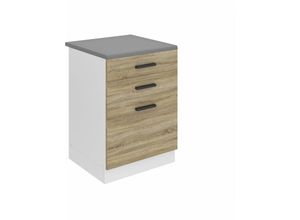 5904316251420 - Unterschrank Küche Küchenunterschrank 60 cm Breite sdsz Küchenunterschrank mit Arbeitsplatte Küchenschrank mit Schubladen Sonoma-Eiche - Belini