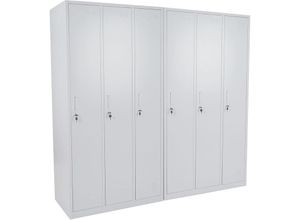 4057651170619 - - Schließfach Preston T829 Spind Wertfachschrank Schließfachschrank Metall 6 Fächer grau - grey