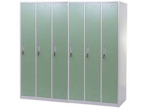 4057651369297 - - Schließfach Preston T829 Spind Wertfachschrank Schließfachschrank Metall 6 Fächer grün - green