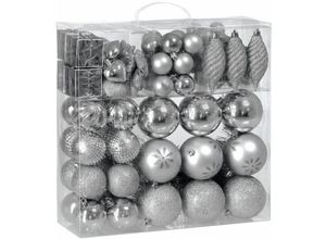 4250525328103 - - casaria® Weihnachtskugeln 103er Set Christbaumkugeln Weihnachtsbaumkugeln Weihnachtsbaumschmuck silber