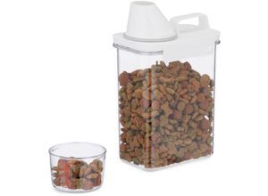 4052025482152 - Futter Aufbewahrungsbox Messbecher luftdichter Deckel 18 l Trockenfutter Müsli Waschpulver transparent - Relaxdays