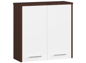 5907504389288 - Abamihome - Badezimmerschrank an der Wand hängen 60 cm w60 Ende Matte Wenge   Weiß 2 Regale 1 Schubladen 2 Türen1