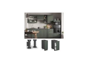 4066731051502 - Apothekerunterschrank Küchenschrank Küchenmöbel Fame-Line Anthrazit Grün-Gold Landhaus 30 cm Küche Einbauküche Einschübe Aufbewahrung Küchenzeile
