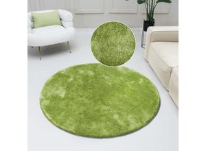 Image of Hochflor-Teppich BRUNO BANANI "Dana Teppich" Teppiche Gr. Ø 140 cm, 30 mm, 1 St., grün (olivgrün) Esszimmerteppiche