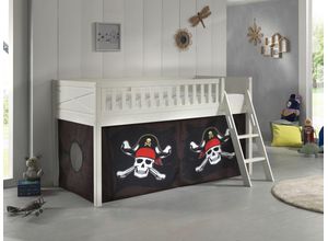 5420070240789 - VIPACK - Spielbett SCOTT LF 90 x 200 cm mit Rolllattenrost Leiter und Textilset Caribian Pirate