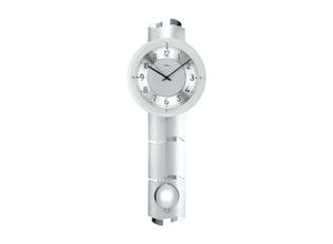 4037445136786 - Funk-Pendelwanduhr AMS F5215 silber (silberfarben) Wanduhren B H L 24cm x 10cm x 66cm Quarzdiamantgedrehtes ZifferblattEsszimmerWohnzimmer