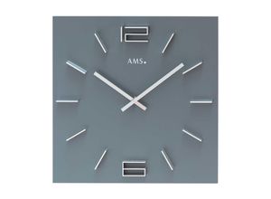 4037445156074 - Wanduhr AMS W9594 Wanduhren Gr B H L 34 cm x 4 cm x 34 cm grau (anthrazit) Wanduhren