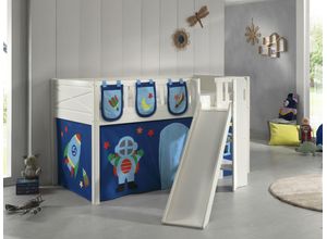 5420070240949 - Spielbett SCOTT LF 90 x 200 cm mit Rolllattenrost Rutsche Leiter und Textilset Vorhang und 3 Tas