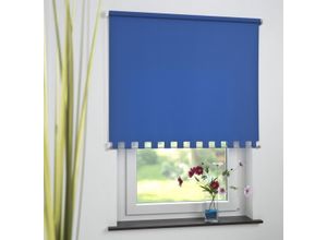 4016318389917 - Seitenzugrollo Kettenzugrollo Volantrollo Rollo Eckig lichtdurchlässig 82 x 180 cm blau für Fenster