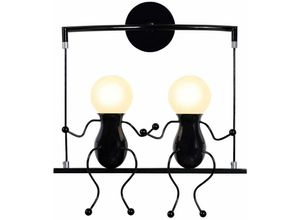 Image of Wandleuchte Kreatives, Moderne Einfache Humanoid Wand Lampe im Schwingen Form Eisen Halter Innen E27 Art Deco Doppelt Cartoon Lampe für Wohnzimmer