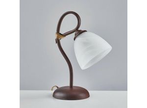 8050713213466 - Bonetti Illumina - Rostschwarze Eisentischlampe ein Licht Alabasterweißer Glaslampenschirm 23x h31 cm