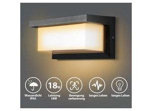 0962063056472 - 18W led Wandlampe mit Bewegungsmelder IP65 Sensor Deko Außenleuchte Wandleuchte - Schwarz - Vingo 0962063056472 - 18W led Wandlampe mit Bewegungsmelder IP65 Sensor Deko Außenleuchte Wandleuchte - Schwarz - Vingo