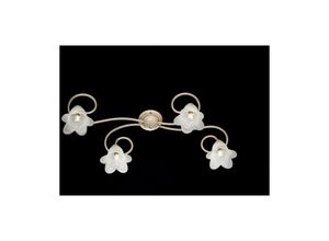 8050713216177 - Bonetti Illumina - Blumen-Deckenlampe aus Eisen-Elfenbein-Gold vier Lichter Lampenschirme 87x40x h17 cm