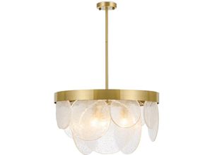 Image of Deckenlampe mit Kristallscheiben - Design-Pendelleuchte - Luna Gold - Glas, Metall - Gold