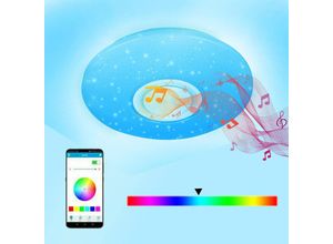 0726505646566 - 36W led Deckenleuchte Fernbedienung Sternenhimmel Deckenlampe Bluetooth Musik - Weiß - Tolletour