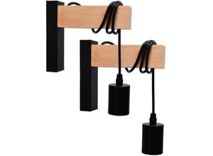 3700710832379 - Arum Lighting - Set mit 2 Wandleuchten Potence norfolk Schwarz und Holz E27 Innen