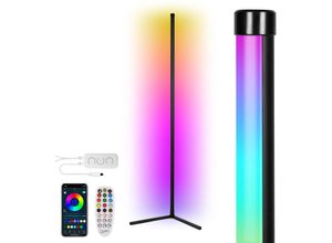 9441000567482 - Led rgb Stehleuchte Eckmontage Stehlampe 7W Wohnzimmer Ecklampe mit Fernbedienung&Bluetooth app Control Timerfunktion 156CM - Schwarz - Vingo