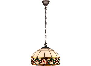 8435763149642 - Fijalo - Deckensuspension mit Ketten- und Lampenschirm Tiffany -Durchmesser 30 cm Rosy -Glühbirnenserie nicht enthaltene Montage erforderlich