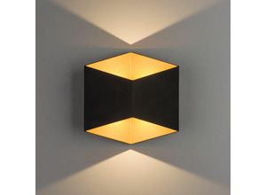 4251756378882 - Licht-erlebnisse - led Außenlampe Up Down in Schwarz Gold blendarm IP54 - Schwarz Gold