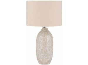 4251682256315 - Beliani - Tischlampe in Beige mit dezenten Verzierungen Keramik 57 cm langes Kabel mit Schalter Wohnzimmer Glamour - Beige