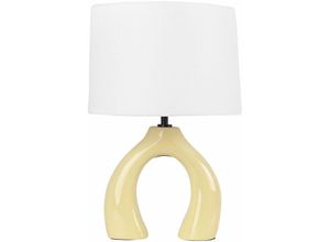 4255664849007 - Beliani - Tischlampe Gelb und Weiß Keramik Vasenform 43 cm Stoffschirm Trommelform Rund Langes Kabel mit Schalter Modern Skandi Schlaf- u Wohnzimmer 4255664849007 - Beliani - Tischlampe Gelb und Weiß Keramik Vasenform 43 cm Stoffschirm Trommelform Rund Langes Kabel mit Schalter Modern Skandi Schlaf- u Wohnzimmer