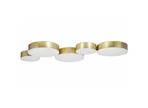 4251682271370 - Deckenleuchte Gold Eisen 5 Schirme 54 cm für Wohnzimmer für Salon für Flur für Schlafzimmer - Gold