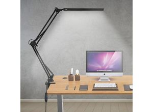 0726504885959 - Hengda - led Schreibtischlampe Architektenlampe mit Schwenkarm  Augenschutz geeignet für Büro Studium und Lesen Tischlampe dimmbar - Schwarz