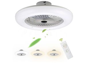 9441002159449 - Deckenventilator mit Fernbedienung Beleuchtung Led mit Beleuchtung Fan Smart-LED-Deckenleuchte - Weiß - Hengda