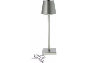 4262371532399 - Spetebo - Metall led Akku Tischleuchte für Außen warm weiß 38 x 12 cm - silber - Outdoor Touch Leuchte Nachttischlampe Schreibtischlampe Deko Lampe