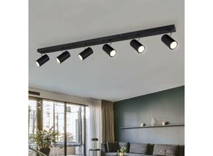 4059157316508 - Deckenleuchte Spotleiste Deckenstrahler 6-flammig Wohnzimmerleuchte Deckenlampe mit verstellbaren Spots Metall schwarz 6x GU10 LxBxH 115x6x12 cm