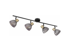 4059157195813 - Etc-shop - Deckenstrahler 4 flammig Deckenlampe Retro schwarz Deckenleuchte Küche 79 cm schwenkbare Spots schwarz messing Glas rauch 4x E14