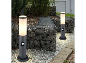 4059157141902 - Etc-shop - 2er Set Außen Sockel Lampen Bewegungsmelder Edelstahl Stand Säulen Garten Terrassen Steh Leuchten