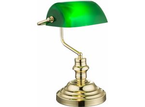 Image of Nostalgie Retro Tisch Lampe Banker Lampe grün im Set inklusive LED-Leuchtmittel