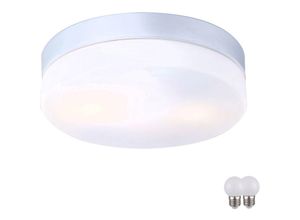 4059157030237 - Etc-shop - Außen Decken Leuchte rund Beleuchtung alu Lampe Glas opal Licht im Set inklusive led Leuchtmittel