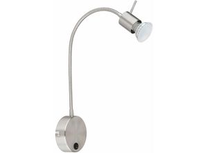 4059157183841 - Wandlampe Wandleuchte Esszimmerlampe Spotstrahler silber mit Schalter und Flexospot Metall nickel matt verstellbarer Fassung 1x GU10 BxH 9x53 cm