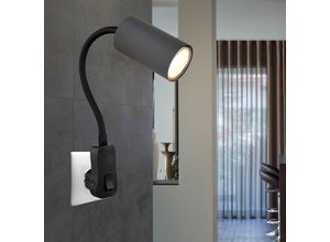 4059157316393 - Steckerleuchte GU10 Steckdosenlampe mit Schalter Küche Steckdosenleuchte schwarz mit schwenkbarem Spot Schwanenhals GU10 Fassung LxBxH 32x55x43 cm