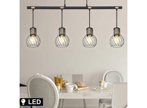 Image of Etc-shop - Pendel Decken Lampe Balken Wohn Zimmer Gitter Hänge Lampe gold dimmer im Set inkl. led Leuchtmittel