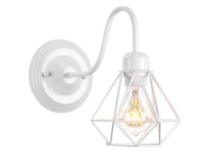 Image of Wandleuchte Vintage, Mini Diamant Form Wamp Lampe im Industri Design, Decor Lampe mit Käfig für Wohnzimmer Esszimmer Weiß 1PCS