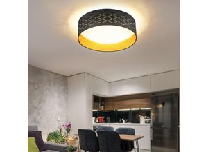 4059157199699 - Etc-shop - led Deckenleuchte Deckenlampe Wohnzimmerleuchte Sterneneffekt Textil schwarz gold 18W 1000lm 3000K DxH 40x12cm