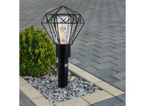 4059157198944 - Etc-shop - Außenbeleuchtung Standleuchte Säulenlampe Außen mit Bewegungsmelder Garten Stehlampe Aussen Bewegungsmelder schwarz Diamant Gitter 1x