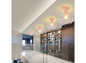 6033797035805 - Axhup - 4x Industriell Deckenlampe in Rautenform Metall Hölzern Lüster Moderne Kronleuchter für Schlafzimmer Badezimmer Flur Korridor Weiß 6033797035805 - Axhup - 4x Industriell Deckenlampe in Rautenform Metall Hölzern Lüster Moderne Kronleuchter für Schlafzimmer Badezimmer Flur Korridor Weiß