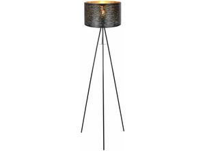 4059157239777 - Etc-shop - Stehlampe 3-Bein Wohnzimmerlampe Stehleuchte schwarz gold Beistelllampe Metall Kunststoff 1x E27 DxH 38x153 cm