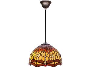 8435763146245 - Fijalo - Durchschnittliche Tiffany -Deckensuspension mit Kettendurchmesser 25 cm Schmetterlingsbirnen -Glühbirnen -Serie nicht enthaltene Baugruppe